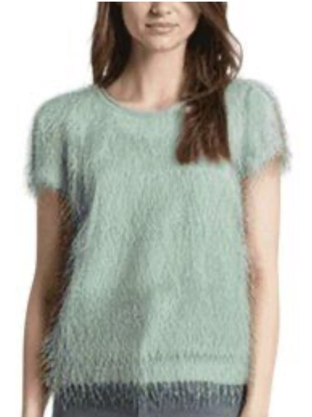 Ann Taylor Petite Light Mint Fuzzy Short Sleeve Top